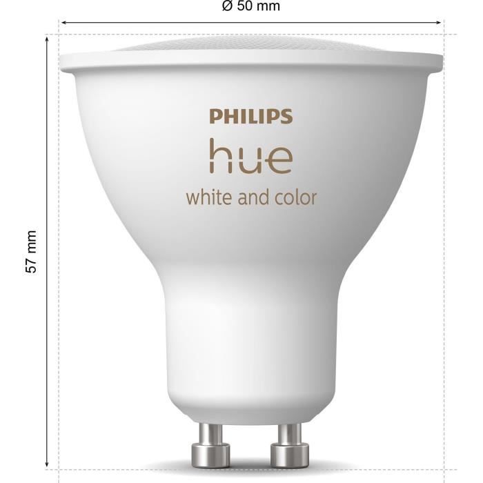 Ampoules LED connectées de marque PHILIPS, offrant une luminosité ajustable et une large gamme de couleurs.