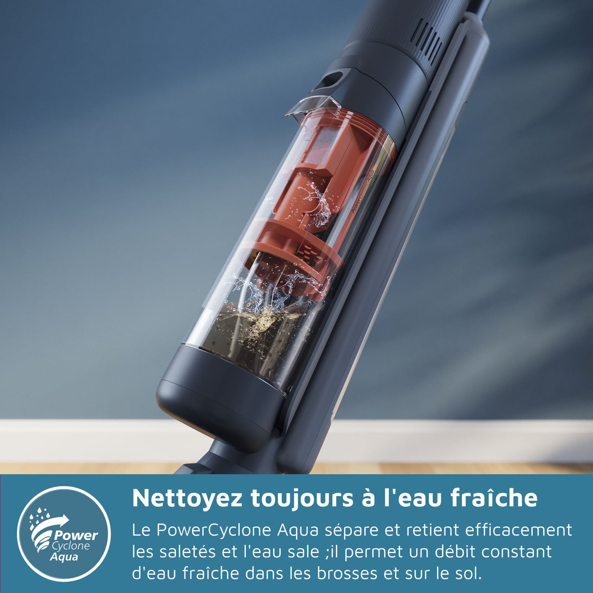 Aspirateur balai laveur 2-en-1 - PHILIPS - XW6264/11 - Série 6000 - PowerCyclone Aqua - 2500 tours/min - Noir & Corail