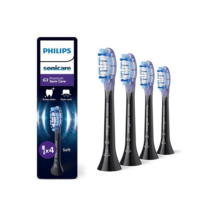 Lot de 4 tetes de brosse - PHILIPS - HX9054/88 - G3 Noire