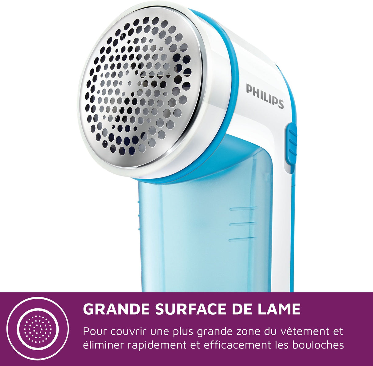 Rasoir anti bouloche - PHILIPS - GC026/00 - 3 lames - A piles - Bleu/blanc