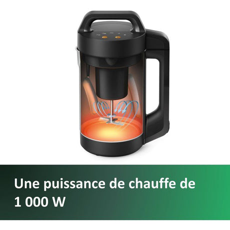 Blender chauffant pour soupe - PHILIPS - HR2203/80 - Série 3000 - 1000W - bol de 2L - Métal
