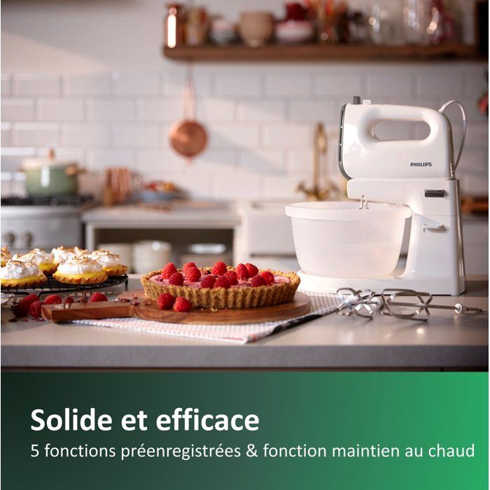 Batteur électrique - PHILIPS - HR3745/00 - Robot batteur mixeur Série 5000 - 500W - 5 vitesses - bol 3L - Blanc