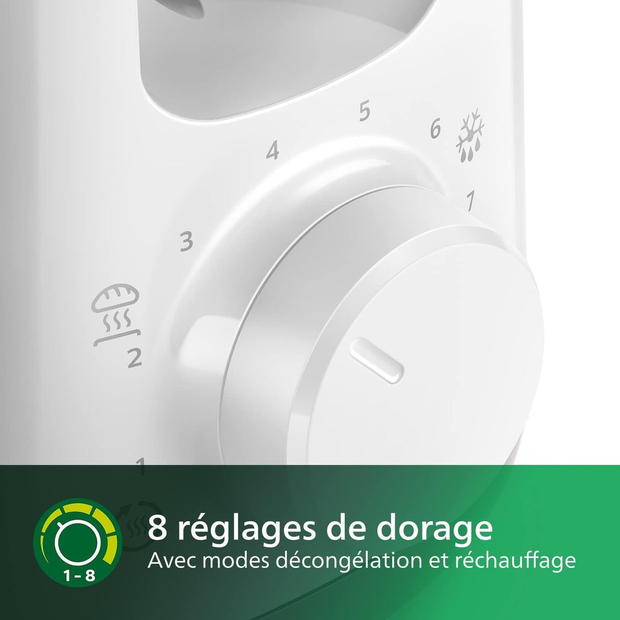 Grille-pain - PHILIPS - HD2590/00 - Collection Daily petit déjeuner - 1 fente longue - 830W - Blanc
