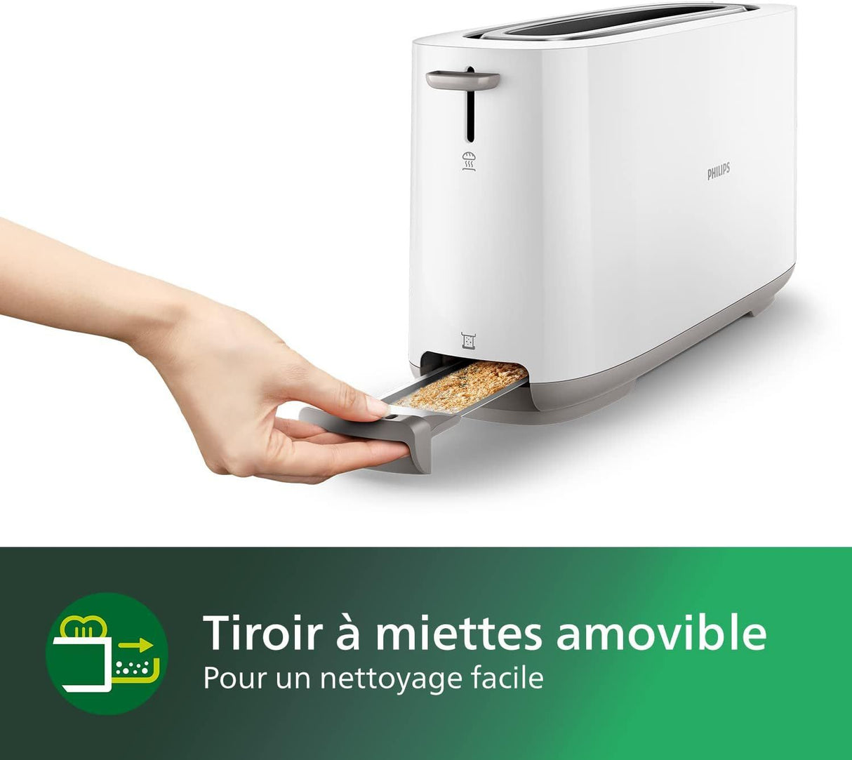 Grille-pain - PHILIPS - HD2590/00 - Toaster blanc Daily - 1 fente longue - 830W