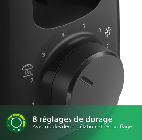 Grille-pain - PHILIPS - HD2590/90 - Collection Daily petit déjeuner - 1 fente longue - 830W - Noir