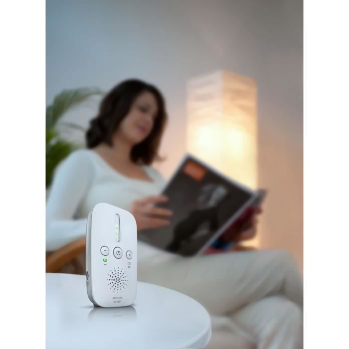 Ecoute-bébé SCD 502/26 - PHILIPS AVENT - Audio DECT - Gris/Blanc - Portée 300m - Volume réglable - Autonomie 24h