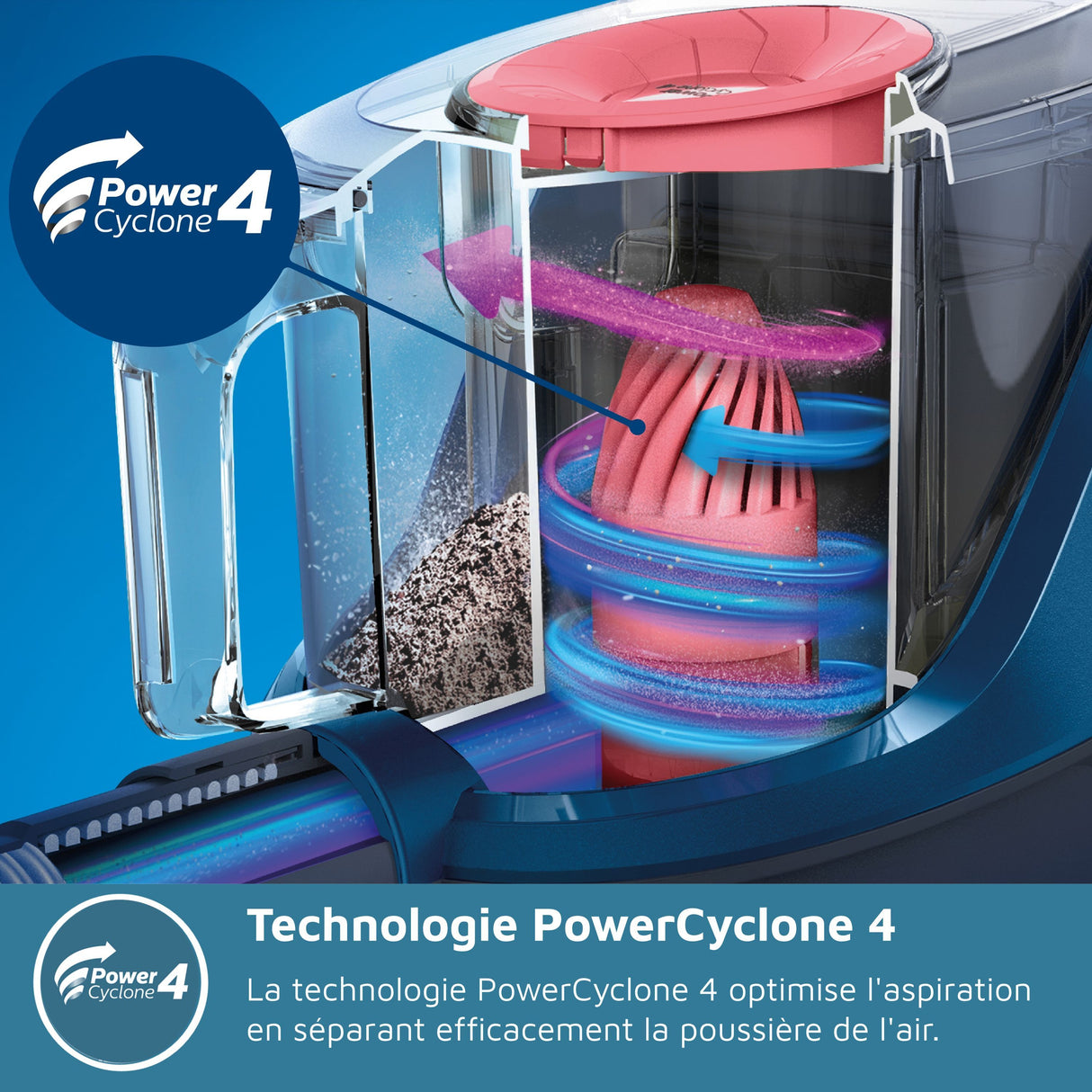 Aspirateur sans sac - PHILIPS - XB2122/09 - Série 2000 - 850W - 77db - Blanc/bleu