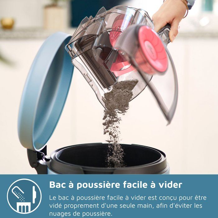 Aspirateur sans sac - PHILIPS - XB2123/09 - Série 2000 PowerCyclone 4 - 850W - 77db - Bleu/rose