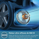 Aspirateur avec sac - PHILIPS - XD3100/06 - Série 3000 Performer Compact - 900W - 79db - Violet