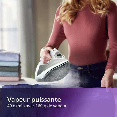 Fer a repasser - PHILIPS - DST5010/10 - Fer a vapeur Série 5000 - 40gr/min vapeur continue - 2400W - Blanc
