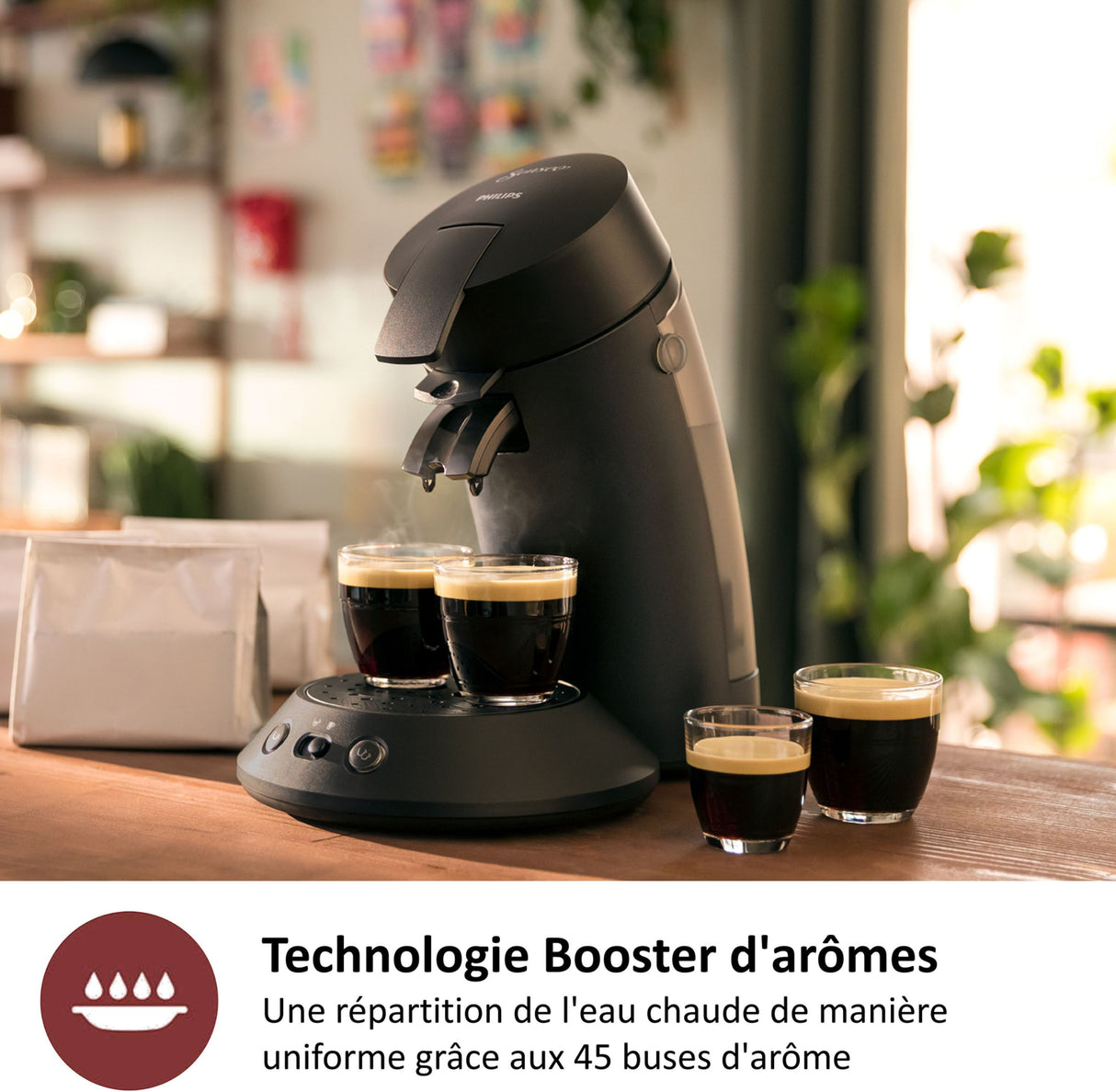 Cafetiere a dosette - PHILIPS - SENSEO - CSA210/61 - Original Plus - Noir intense