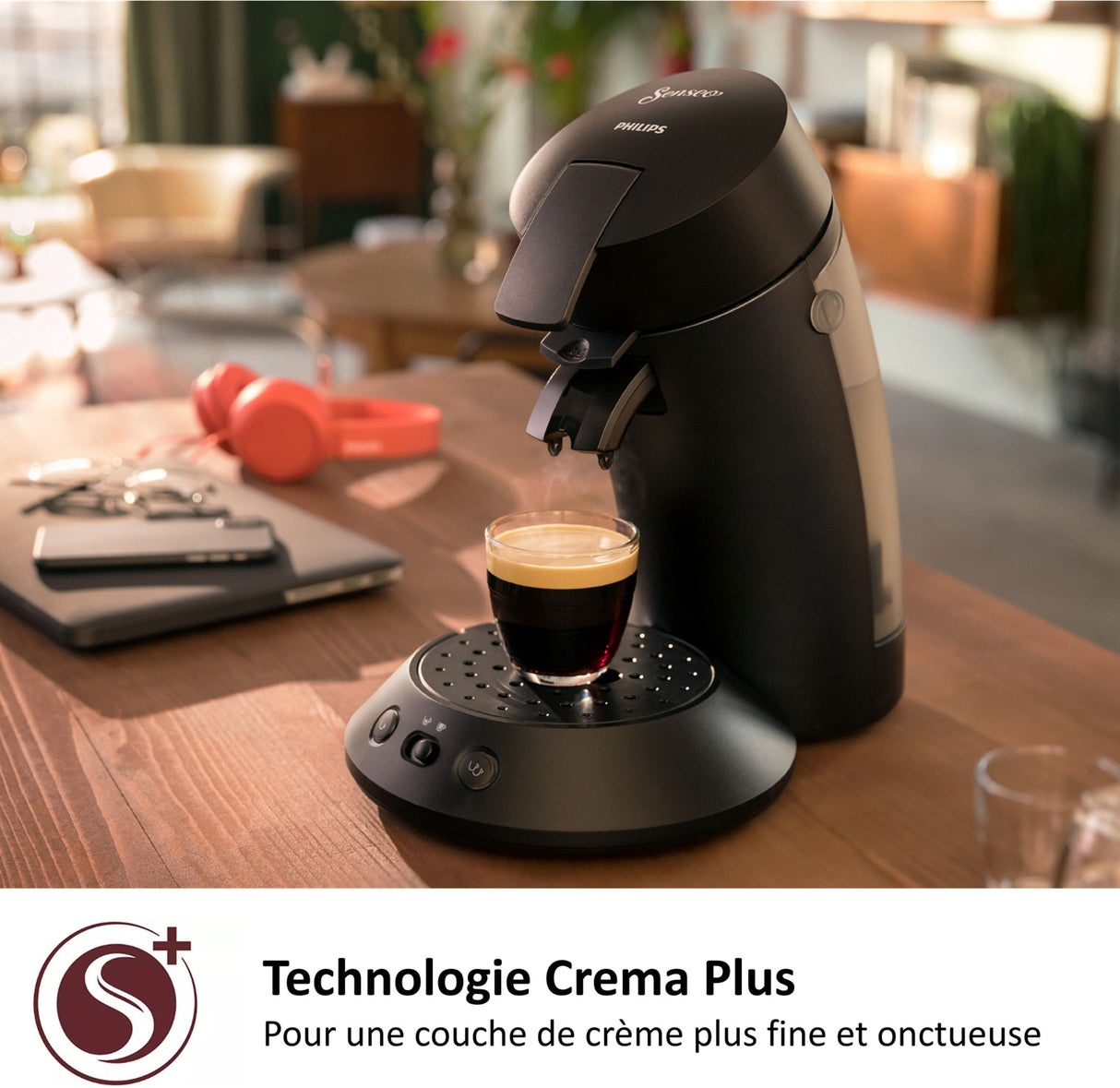 Cafetiere a dosette - PHILIPS - SENSEO - CSA210/61 - Original Plus - Noir intense