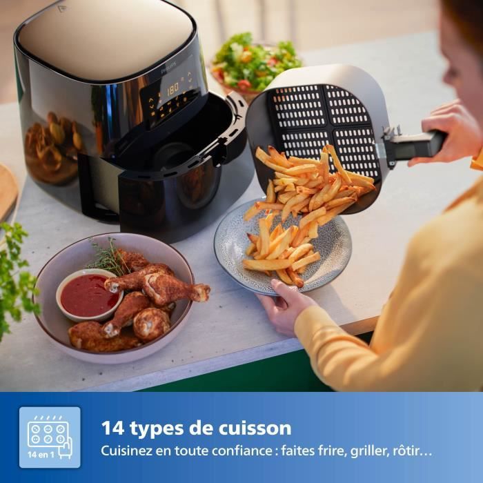 Friteuse sans huile - PHILIPS - HD9280/60 - Airfryer Série 5000 6.2L - 7 préréglages - connecté - 2000W - Gris