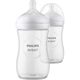 Lot de 2 biberons - PHILIPS AVENT- Natural 3.0 - Anti-colique - 260 ml - AirFree - Tétine imitant la forme du sein - Blanc