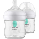 Lot de 2 biberons - PHILIPS AVENT- Natural 3.0 - Anti-colique - 125 ml - AirFree - Tétine imitant la forme du sein - Blanc