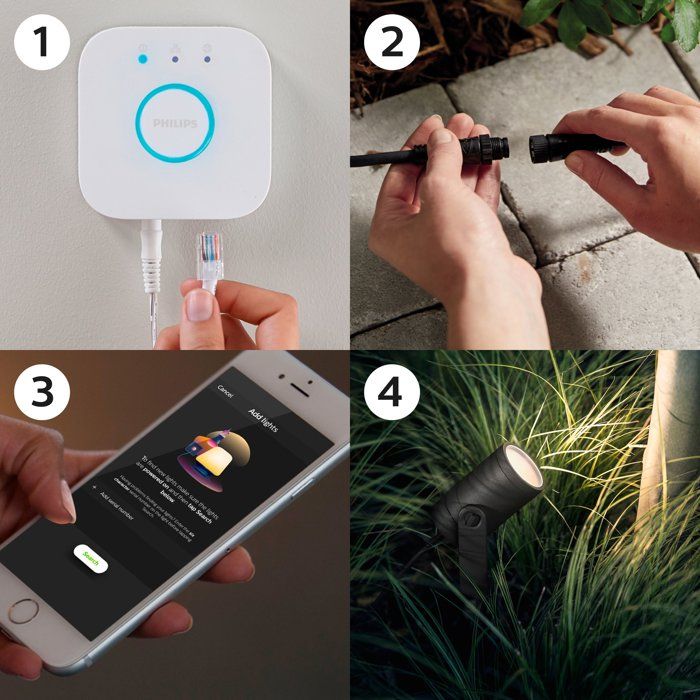 Lot de 3 spots de jardin - PHILIPS HUE - Lily - Noir - IP67