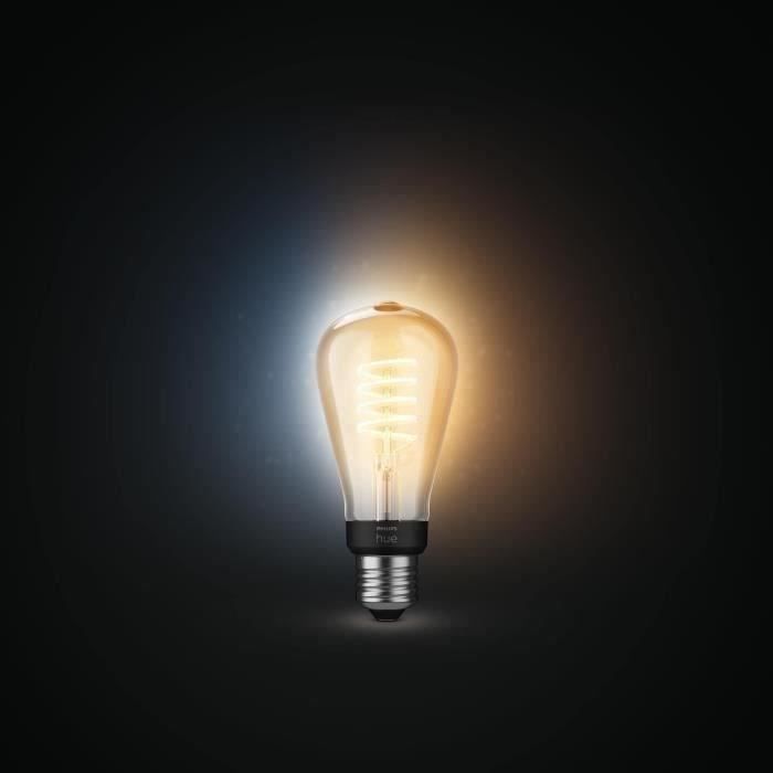 Philips Hue White Ambiance, ampoule LED connectée E27 Filament ST64, compatible Bluetooth, fonctionne avec Alexa, Google et Homekit