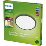 Plafonnier LED Philips SuperSlim 15W Noir IP54 pour extérieur