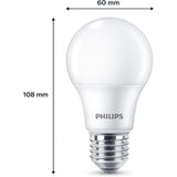 Ampoule LED - PHILIPS - 60 W - E27 - Blanc chaud - Dépolie - Non-Dimmable - 3 pieces
