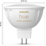 Ampoule connectée - PHILIPS HUE - MR16 - Lumiere blanche - Compatible bluetooth - Lot de 2 - Fonctionne avec App et voix