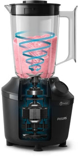 Blender - PHILIPS - HR2041/41 - 4 lames ProBlend 4 - Capacité maximale de 1,9L - 450 W - 1 vitesse - Fonction pulse - +Gourde - Noir