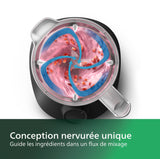 Blender - PHILIPS - HR2041/41 - 4 lames ProBlend 4 - Capacité maximale de 1,9L - 450 W - 1 vitesse - Fonction pulse - +Gourde - Noir