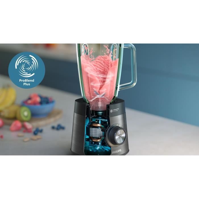 Blender - PHILIPS HR3041/00 - Bol 2 L - gourde incluse - lames amovibles - Gris