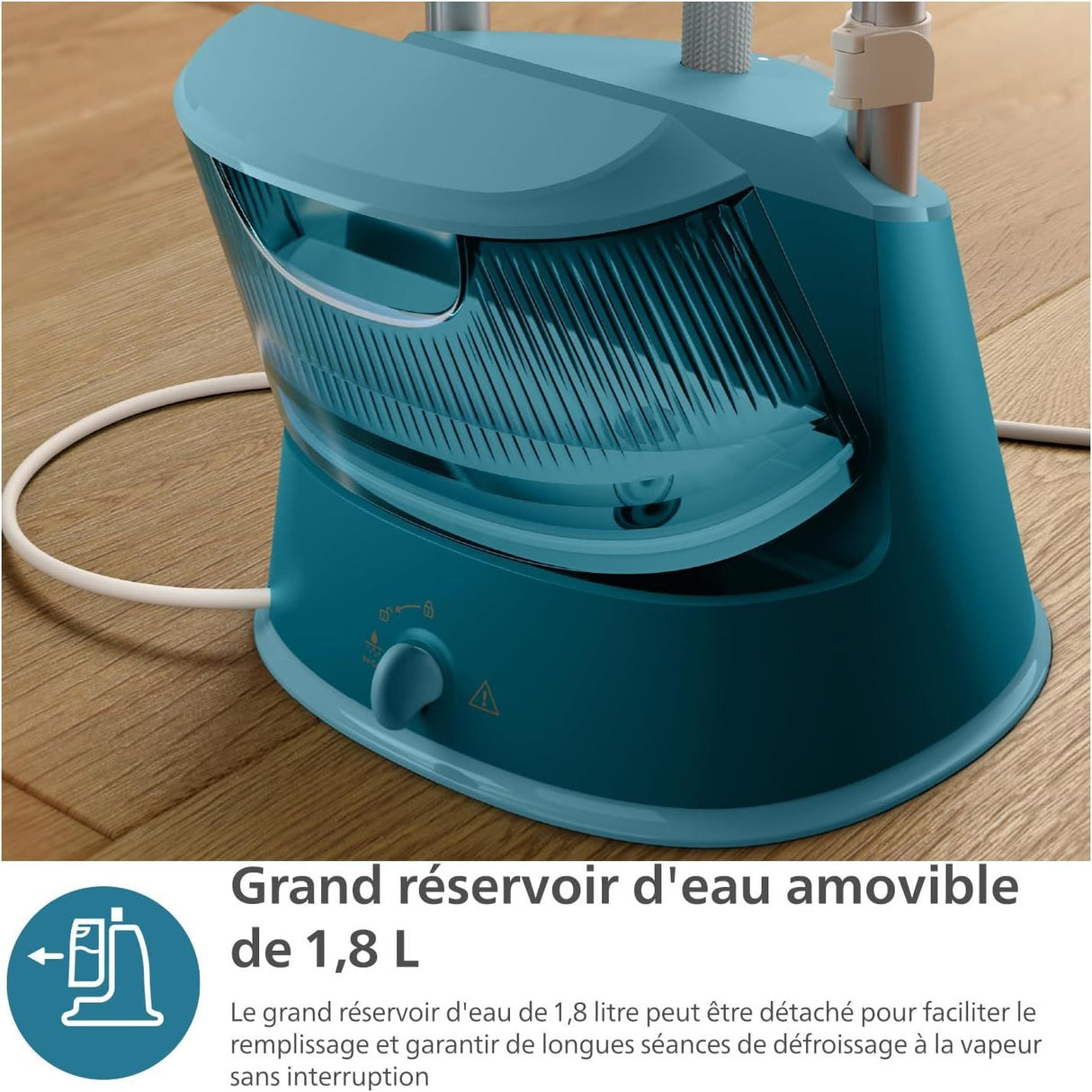 Défroisseur sur pieds - PHILIPS - STE1040/20 - Steamer avec table Série 1000 - 36gr/min vapeur continue - 1800W - 45sec - Bleu