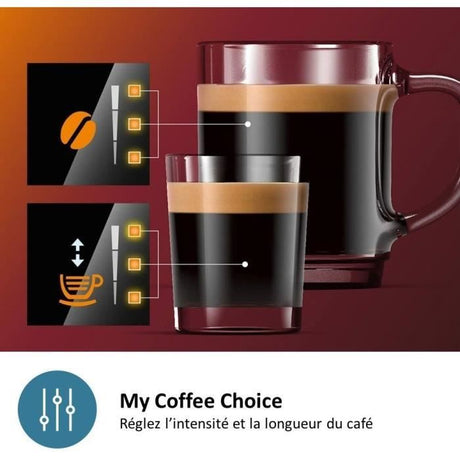 Machine a café Expresso broyeur - PHILIPS - EP2225/10 - Série 2200 - mousseur a lait - 2 cafés - Broyeur céramique - Noir brillant
