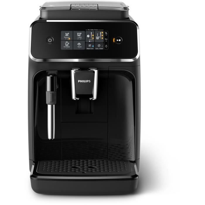 Machine a café Expresso broyeur - PHILIPS - EP2225/10 - Série 2200 - mousseur a lait - 2 cafés - Broyeur céramique - Noir brillant