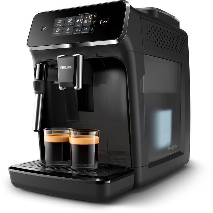 Machine a café Expresso broyeur - PHILIPS - EP2225/10 - Série 2200 - mousseur a lait - 2 cafés - Broyeur céramique - Noir brillant