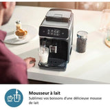 Machine a café Expresso broyeur - PHILIPS - EP2225/10 - Série 2200 - mousseur a lait - 2 cafés - Broyeur céramique - Noir brillant