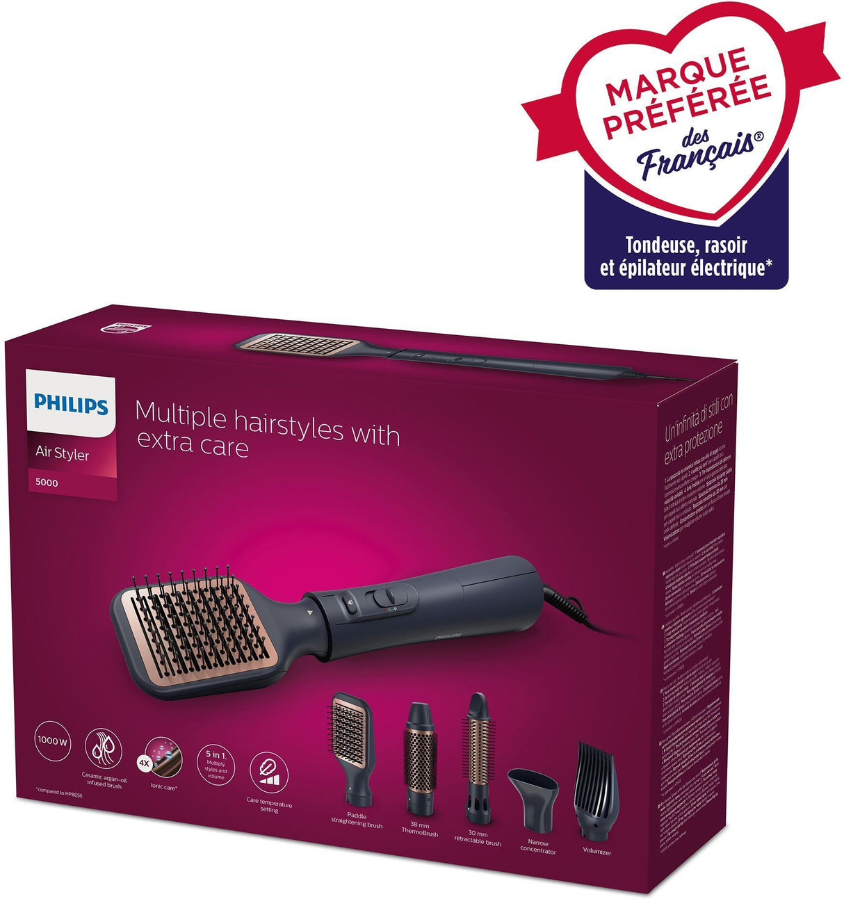 Brosse soufflante - PHILIPS - BHA530/00 - Brillance - 1000 W - 2 vitesses