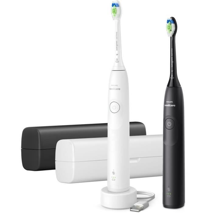 Brosse a dents - PHILIPS - HX7109/01 - Sonicare - Double manche Serie 5300 - Blanc & Noir - Eléctrique