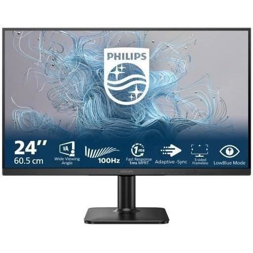 Ecran PC - PHILIPS -  24 - FHD - 100Hz - Dalle VA - 1ms - 24E2N1100LB