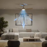 Ventilateur de plafond - Philips - Olas - Pales fixes - Diametre 132 cm - Blanc/Bois - LED intégrée + télécommande
