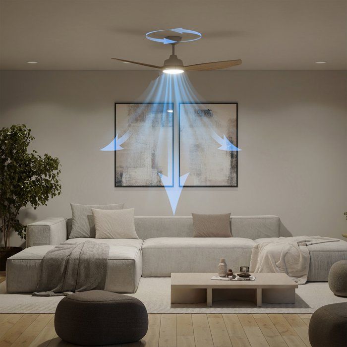 Ventilateur de plafond - Philips - Olas - Pales fixes - Diametre 132 cm - Blanc/Bois - LED intégrée + télécommande