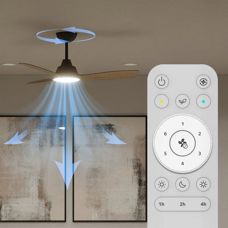 Ventilateur de plafond - Philips - Olas - Pales fixes - Diametre 106 cm - Noir/Bois - LED intégrée + télécommande