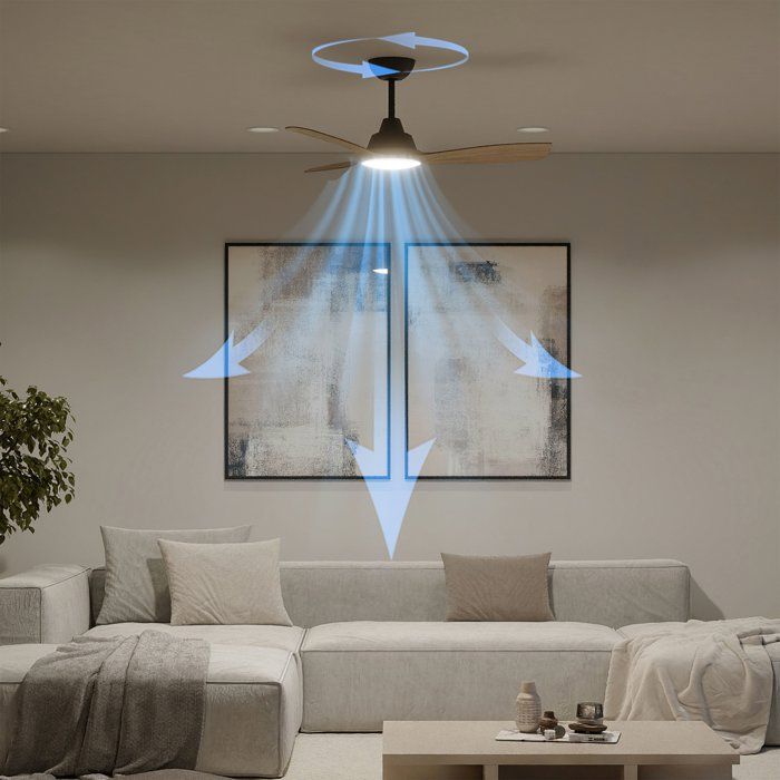 Ventilateur de plafond - Philips - Olas - Pales fixes - Diametre 106 cm - Noir/Bois - LED intégrée + télécommande