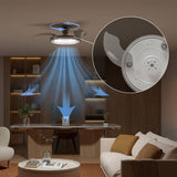 Ventilateur de plafond - Philips - Atlas - Pales rétractables - Diametre 106 cm - Nickel - LED intégrée + télécommande