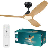 Ventilateur de plafond - Philips - Olas - Pales fixes - Diametre 132 cm - Noir/Bois - LED intégrée + télécommande