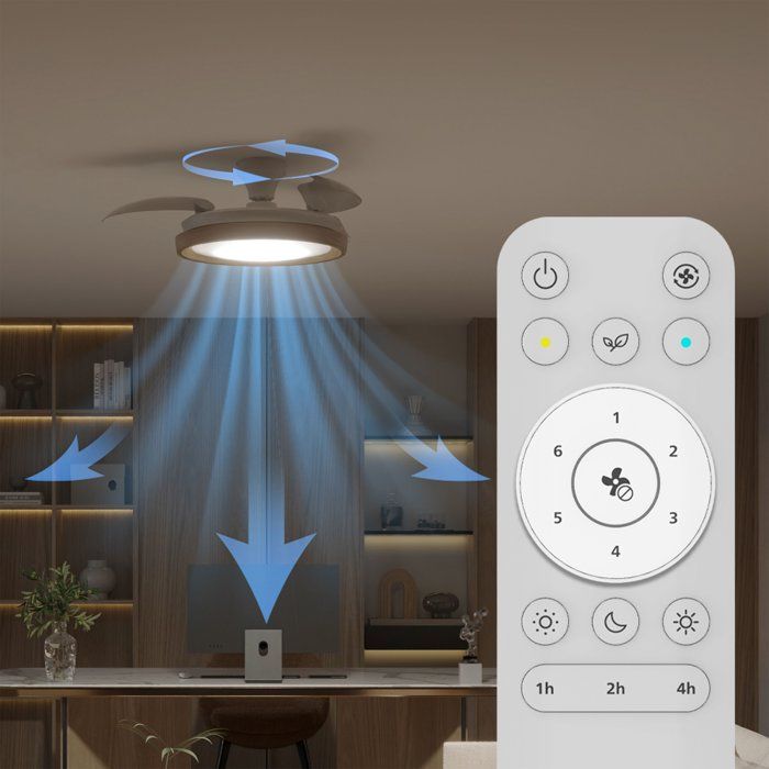 Ventilateur de plafond - Philips - Bliss - Pales rétractables - Diametre 106 cm -Bois - LED intégrée + télécommande