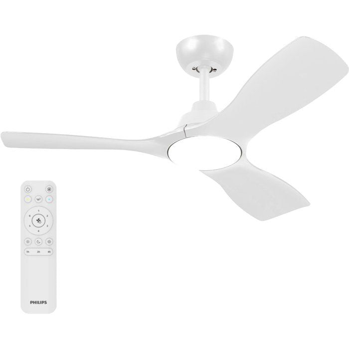 Ventilateur de plafond - Philips - Pales fixes - Lumiere blanche réglable - Blanc - télécommande incluse