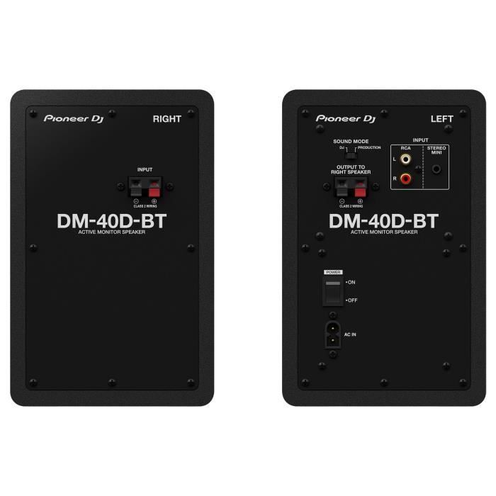 Paire d'enceintes de monitoring Pioneer DJ DM-40D-BT - Bluetooth - Bass Reflex - 2x19W - Mode DJ ou Production - Noir