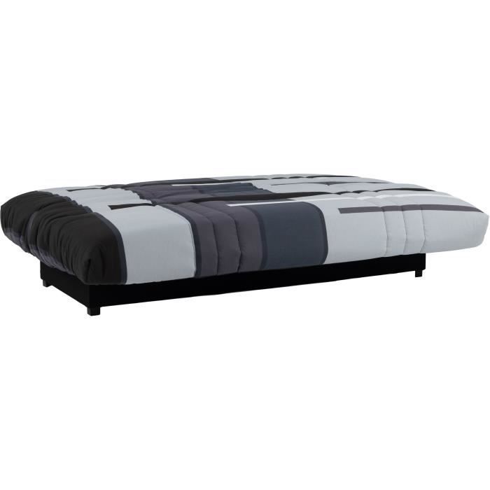 Banquette clic-clac - 3 places - Piste Gris - 190 x 90 x 92 cm - PIXIE