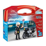 PLAYMOBIL - Valisette Motard de Police - Garçon - 13 éléments - A partir de 4 ans
