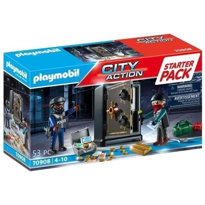 PLAYMOBIL 70908 Starter Pack Policier cambrioleur de coffre-fort, les policiers, Des 5 ans