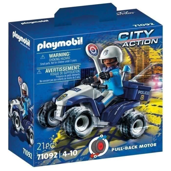 PLAYMOBIL 71092 Policier et quad a rétrofriction, City action, les policiers, Des 4 ans