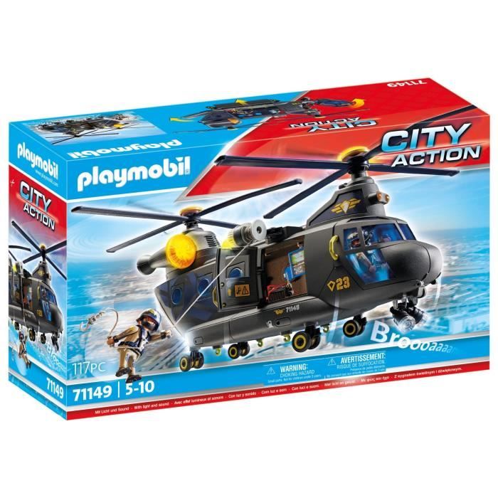 PLAYMOBIL 71149 Hélicoptere de transport des forces spéciales, Les policiers, City Action, Unité d'élite, 117 pieces, Des 5 ans