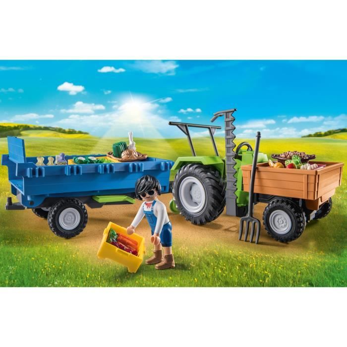 PLAYMOBIL 71249 Tracteur avec remorque, Country La Ferme, 42 pieces, Des 4 ans